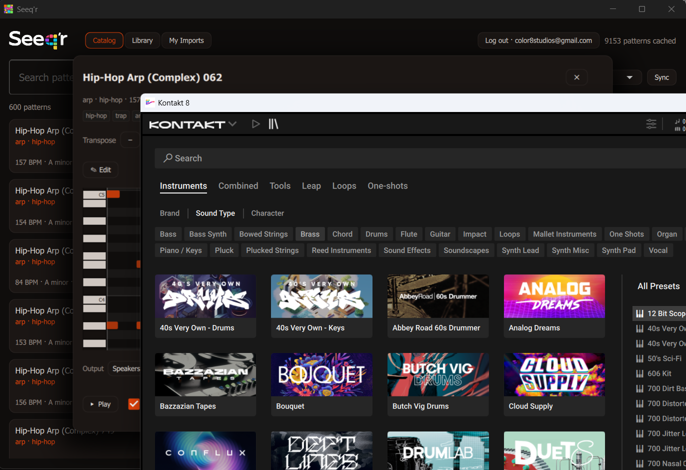 Seeqr desktop app — VST3 hosting with Kontakt